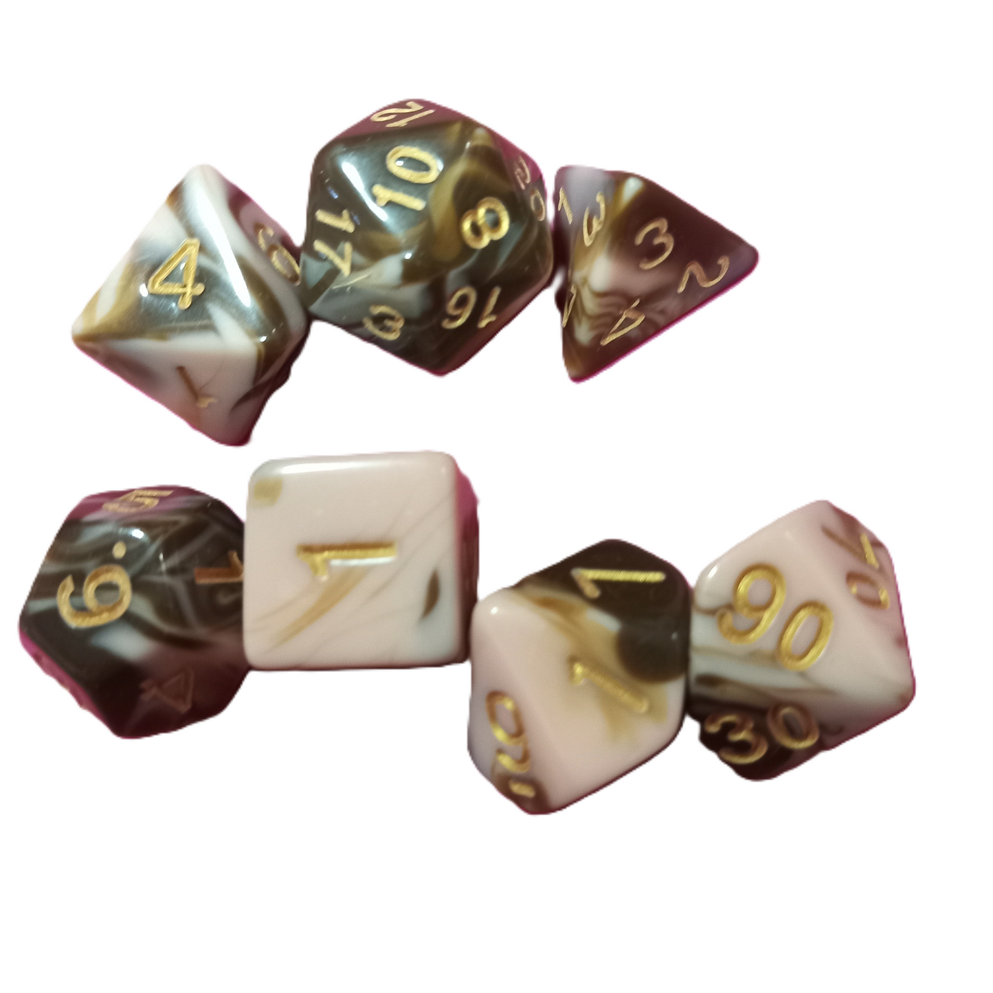 Set 7 Dados Poliédricos RPG Bicolor Perlados