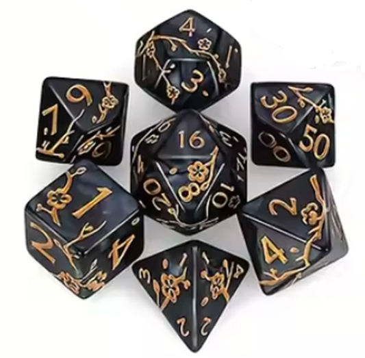 Set 7 Dados Poliédricos de Sakura - Flor de Ciruelo RPG DnD