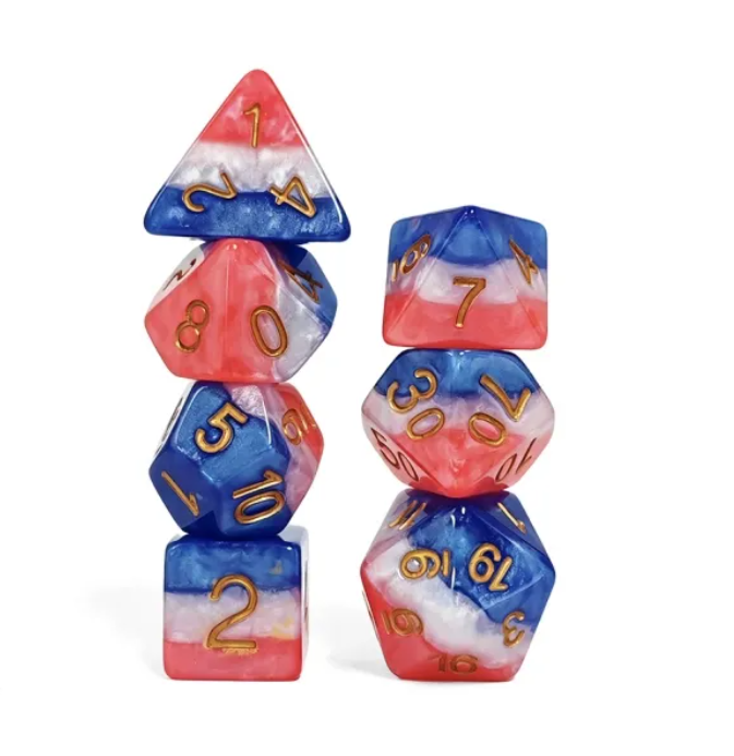 Set de 7 Dados de Rol Resina Tricolor