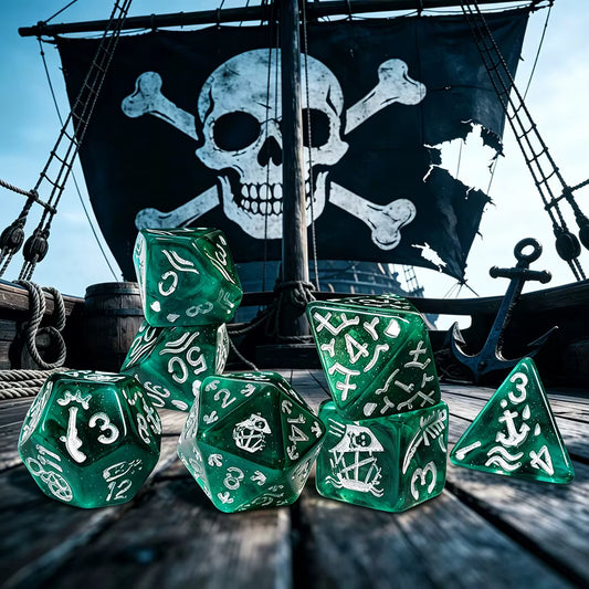 Set de 7 dados de Rol Resina Piratas (Siete Mares)