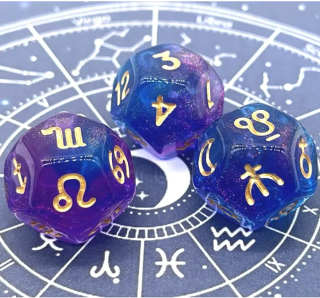 Set 3 Dados Astrológicos Cosmos Místicos D12