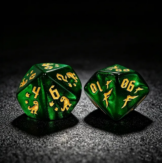 Set 7 Dados Poliédricos de Rol Dinosaurios RPG Perlados