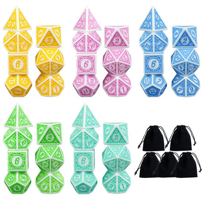 Set de 7 dados de Rol Texturizados