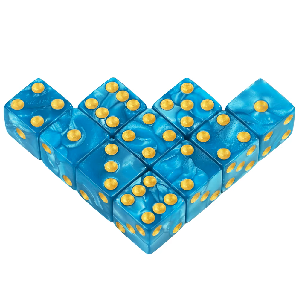 Set 10 Dados D6 Perlados Esquida Cuadrada 16mm