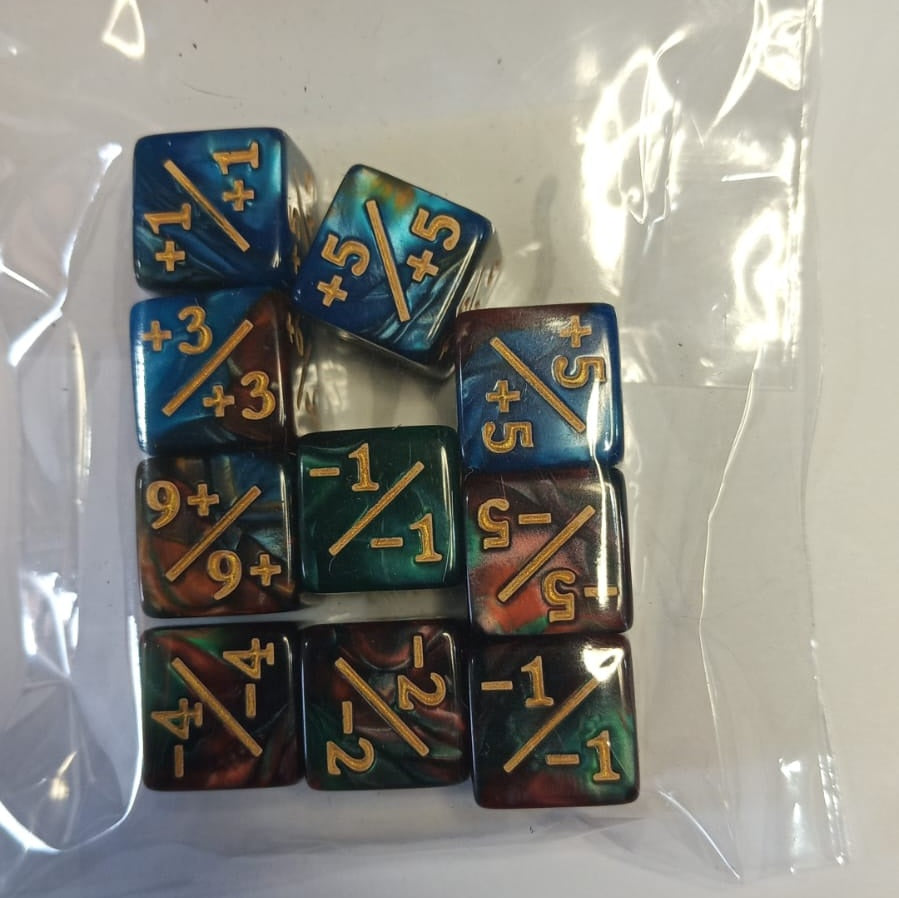 Set de 10 Mini Dados 12mm Contadores MTG Matemáticas Perlados