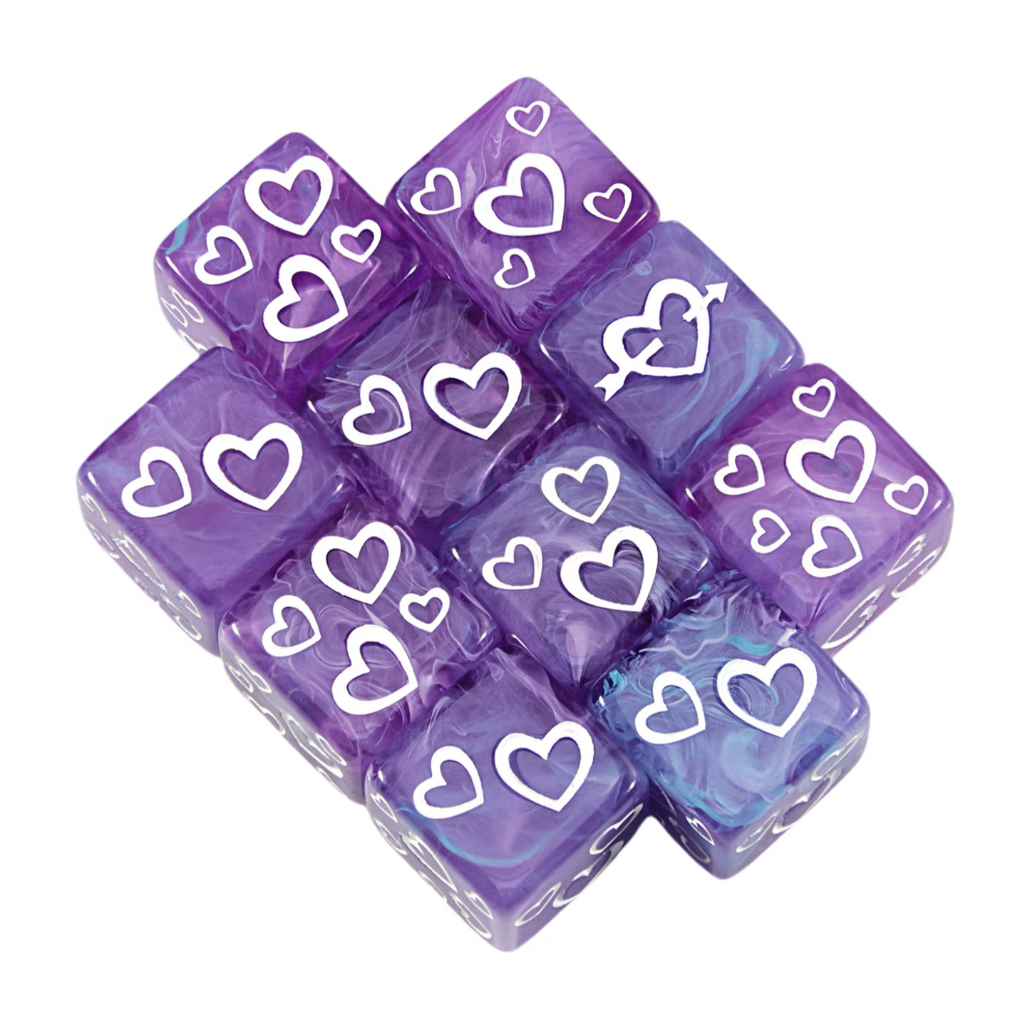 Set 10 Dados D6 Amor Pintas 16mm