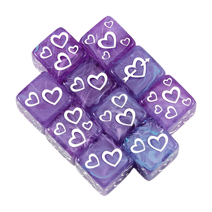 Set 10 Dados D6 Amor Pintas 16mm