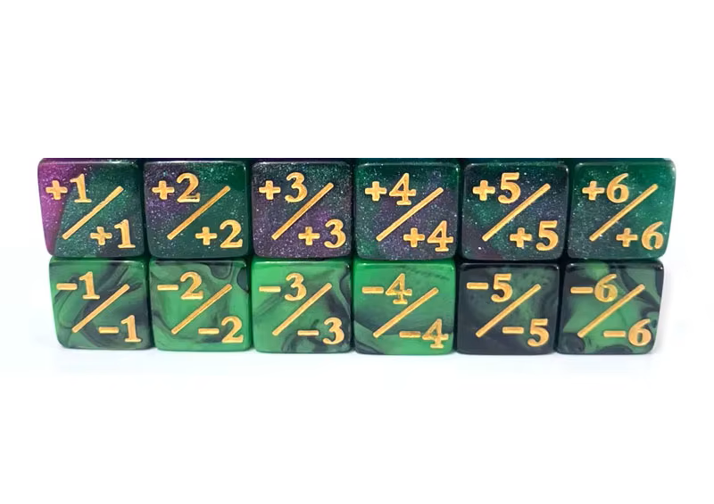 Set de 10 Dados 16mm Contadores MTG Matemáticas Perlados Opacos y Glitter