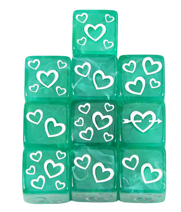 Set 10 Dados D6 Amor Pintas 16mm