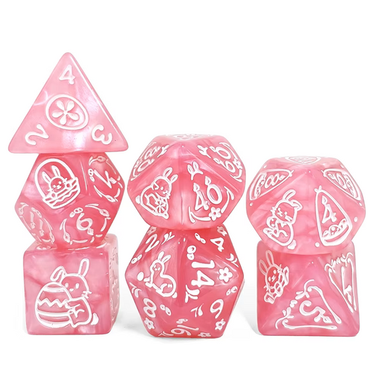Set 7 Dados Poliedricos de Rol Pascua Conejos RPG