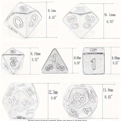 Pocket Quest 8 Sets de 7 Mini Dados de Rol con Caja RPG Perlados