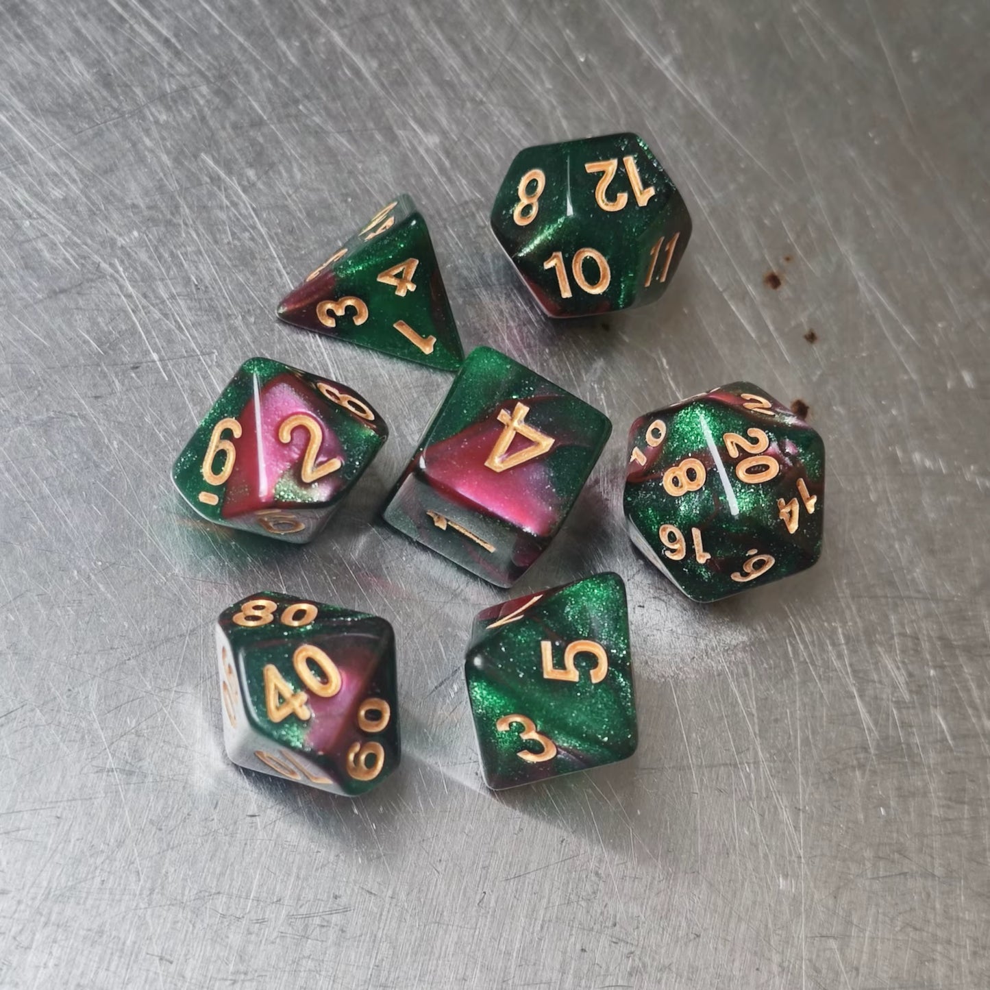 Set 7 Dados Poliédricos RPG Bicolor Perlados