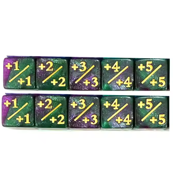 Set de 10 Dados 16mm Contadores MTG Matemáticas Perlados Opacos y Glitter