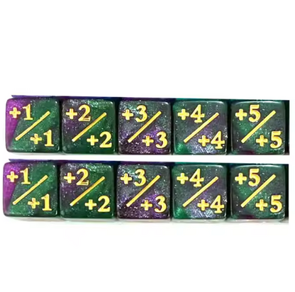 Set de 10 Dados 16mm Contadores MTG Matemáticas Perlados Opacos y Glitter
