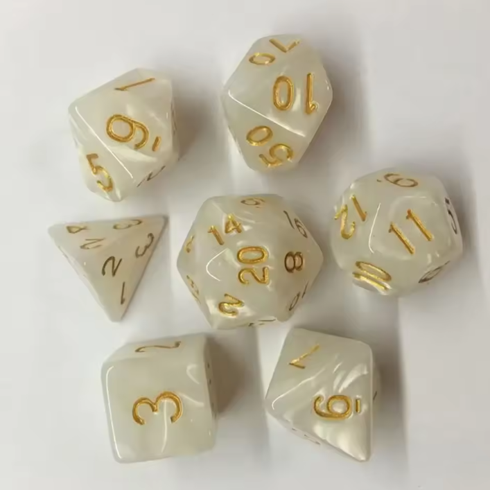 Set 7 Dados Poliédricos RPG Perlados