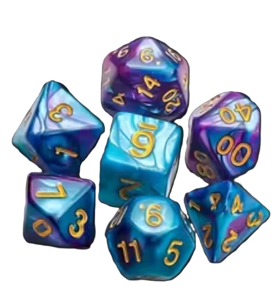Set 7 Dados Poliédricos RPG Bicolor Perlados