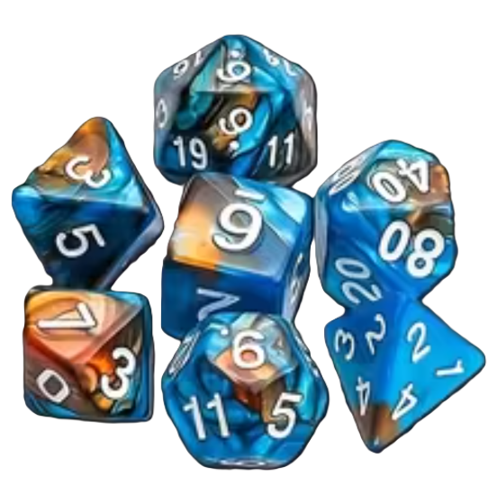 Set 7 Dados Poliédricos RPG Bicolor Perlados