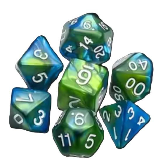 Set 7 Dados Poliédricos RPG Bicolor Perlados