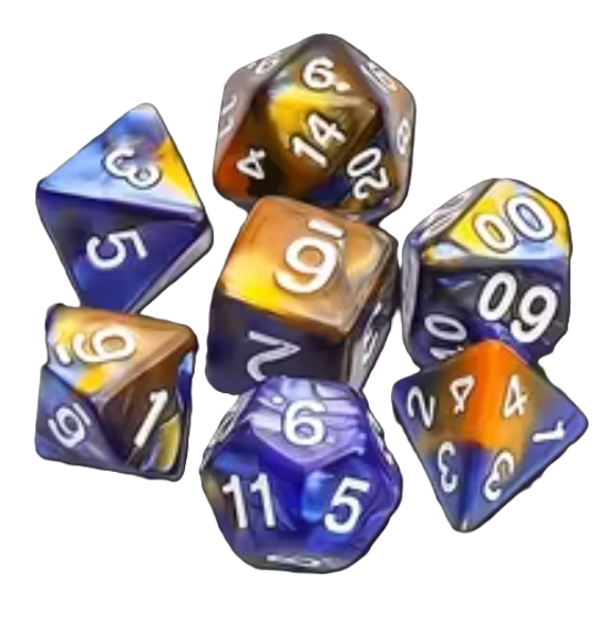 Set 7 Dados Poliédricos RPG Bicolor Perlados