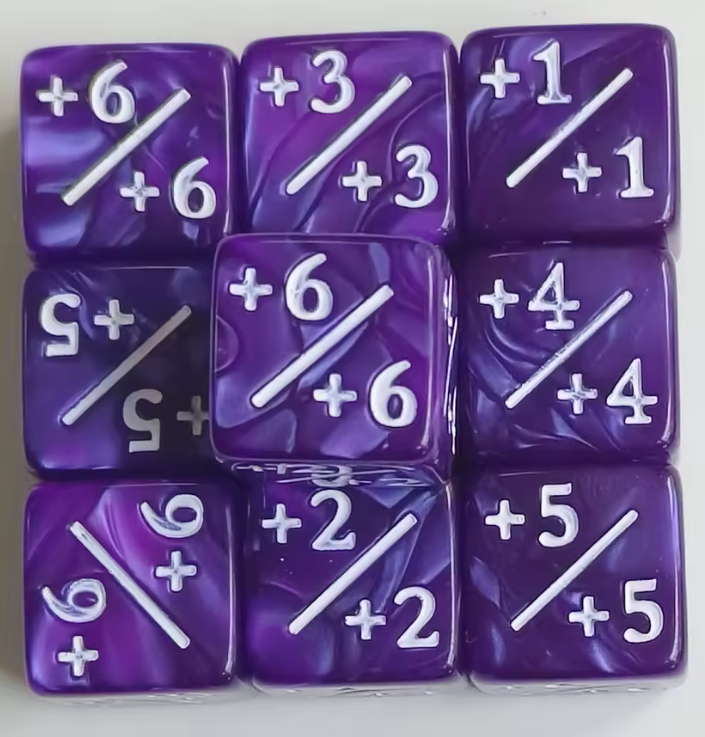 Set de 10 Dados 16mm Contadores MTG Matemáticas Perlados Opacos y Glitter