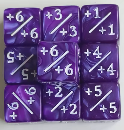 Set de 10 Dados 16mm Contadores MTG Matemáticas Perlados Opacos y Glitter