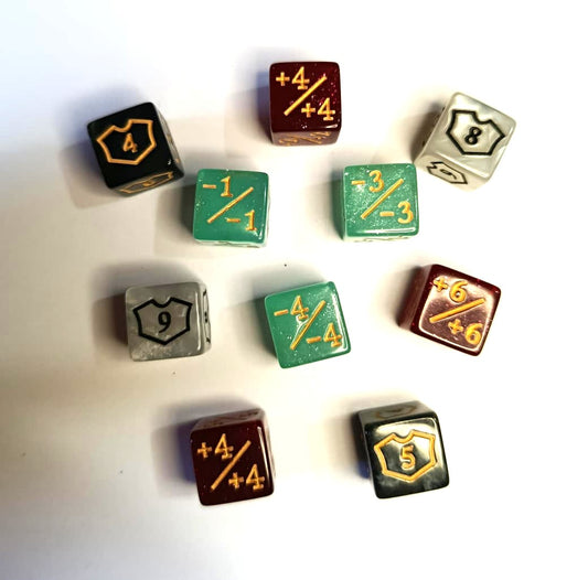 Set de 10 Mini Dados 12mm Contadores MTG Matemáticas Perlados
