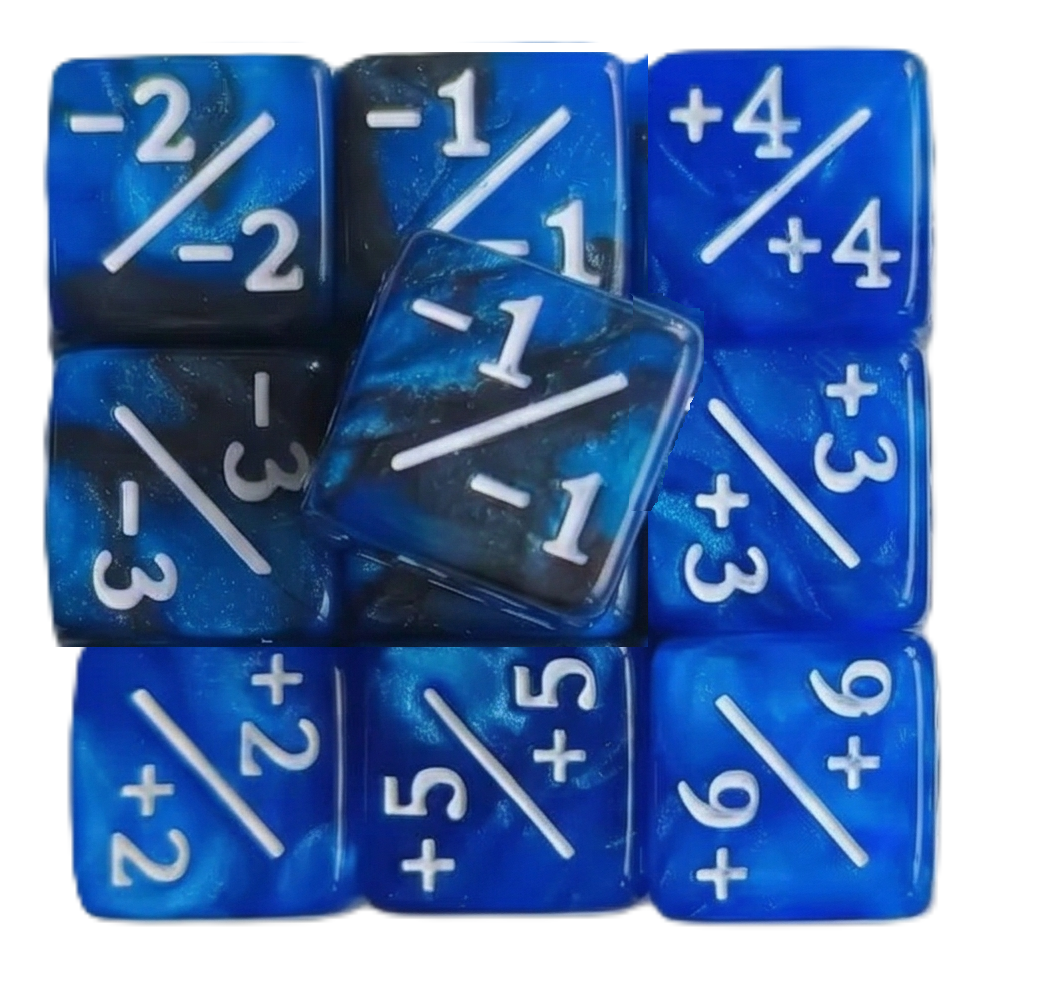 Set de 10 Dados 16mm Contadores MTG Matemáticas Perlados Opacos y Glitter
