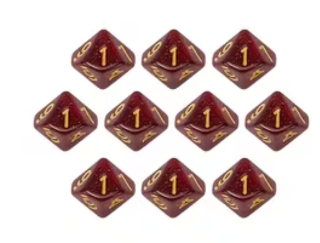 Set de 10 Dados D10 Colores Glitter RPG Vampiro