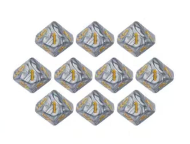 Set de 10 Dados D10 Colores Perlados RPG Vampiro