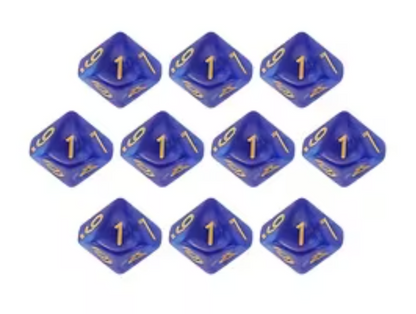 Set de 10 Dados D10 Colores Perlados RPG Vampiro