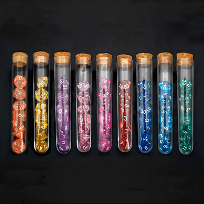 Set 7 Dados Poliédricos de Rol en Tubo Traslucidos RPG DND