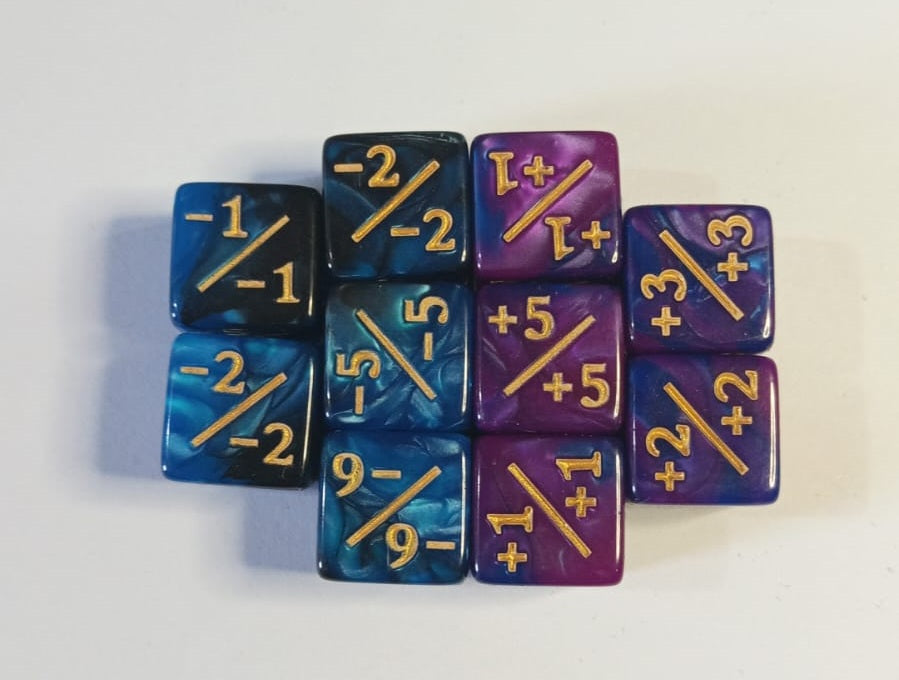 Set de 10 Mini Dados 12mm Contadores MTG Matemáticas Perlados