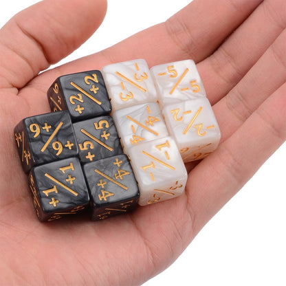 Set de 10 Dados 16mm Contadores MTG Matemáticas Perlados Opacos y Glitter