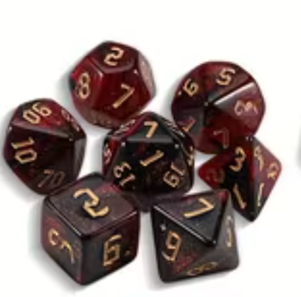 Set 7 Dados Poliedricos de Rol RPG Traslucidos Bicolor Glitter