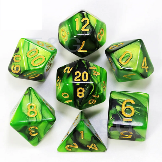 Set 7 Dados Poliédricos RPG Bicolor Perlados
