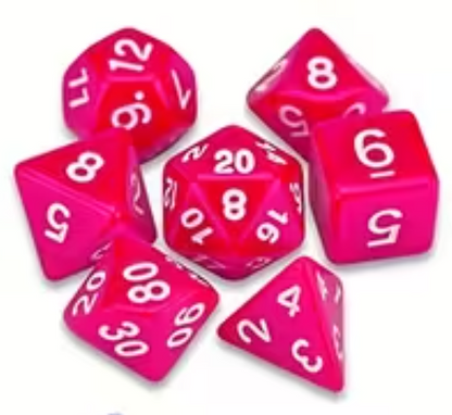 Set de 7 Dados Poliedricos de Rol Colores Solidos RPG Opacos