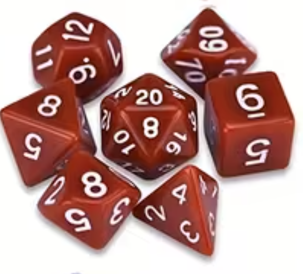 Set de 7 Dados Poliedricos de Rol Colores Solidos RPG Opacos