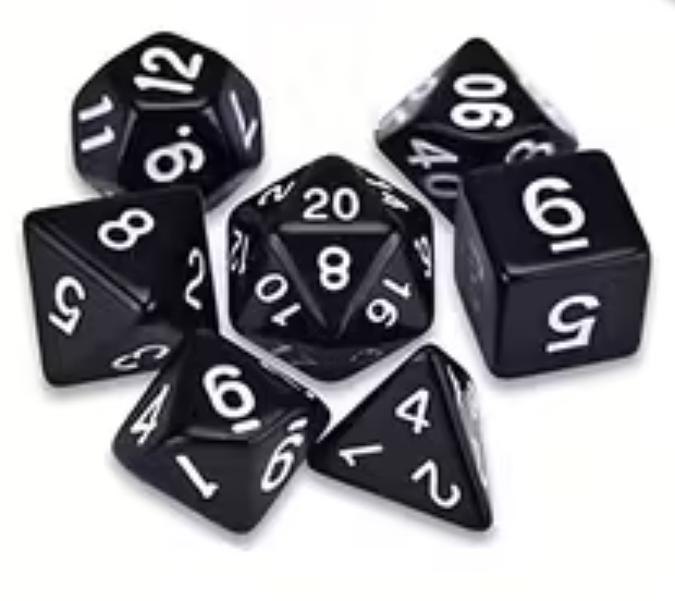 Set de 7 Dados Poliedricos de Rol Colores Solidos RPG Opacos