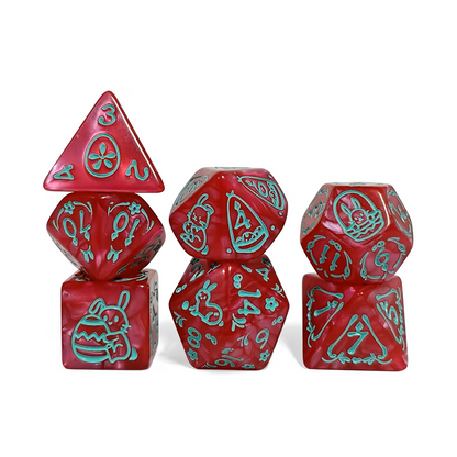 Set 7 Dados Poliedricos de Rol Pascua Conejos RPG