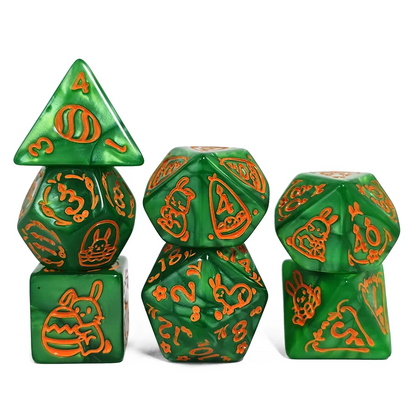 Set 7 Dados Poliedricos de Rol Pascua Conejos RPG