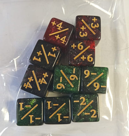 Set de 10 Mini Dados 12mm Contadores MTG Matemáticas Perlados