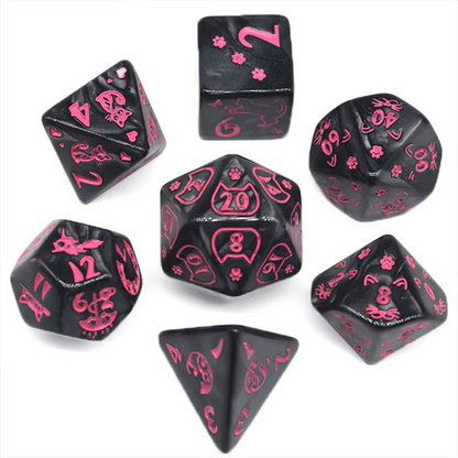 Set 7 Dados Poliédricos de Rol Perros y Gatos RPG Perlados