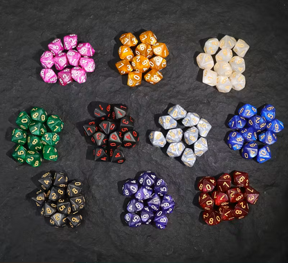 Set de 10 Dados D10 Colores Perlados RPG Vampiro