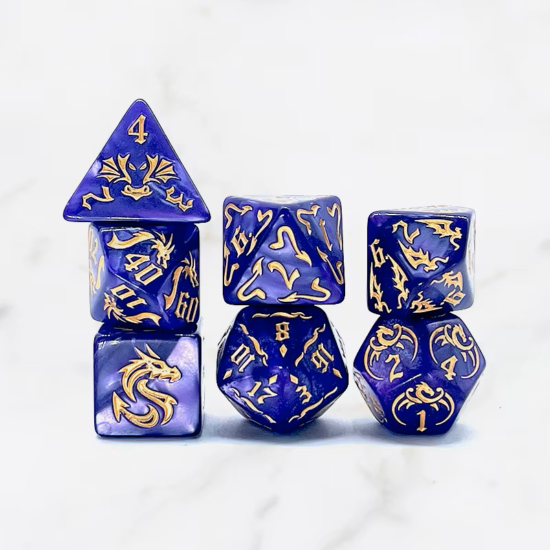 Set 7 Dados Poliédricos de Rol Dragon RPG Perlados