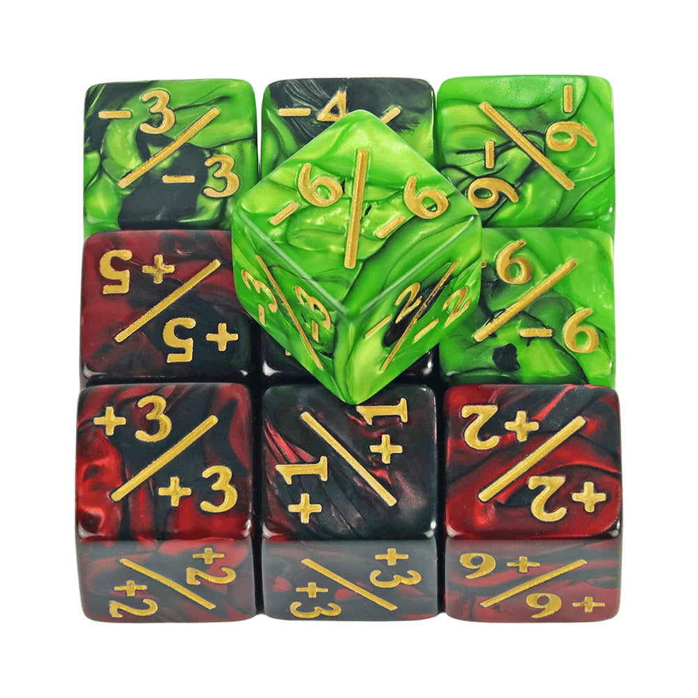 Set de 10 Dados 16mm Contadores MTG Matemáticas Perlados Opacos y Glitter