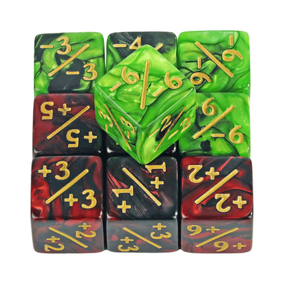 Set de 10 Dados 16mm Contadores MTG Matemáticas Perlados Opacos y Glitter