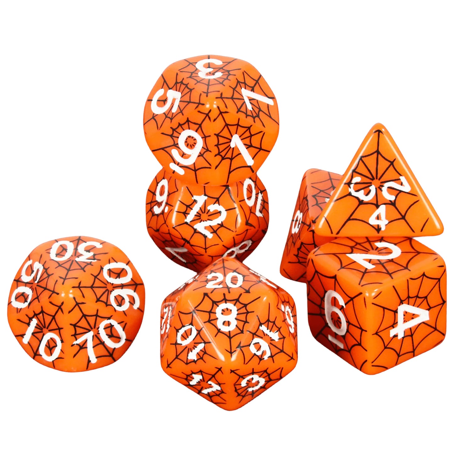 Set 7 Dados Poliedricos de Rol Telarañas Halloween RPG Perlados