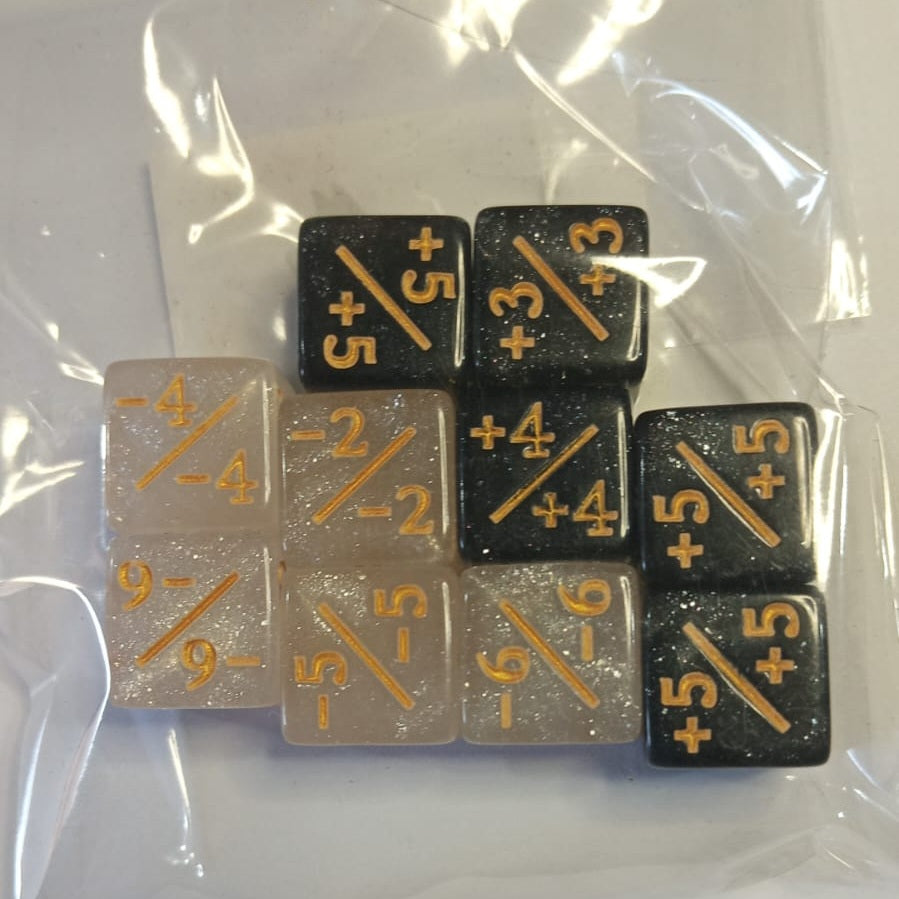 Set de 10 Mini Dados 12mm Contadores MTG Matemáticas Perlados