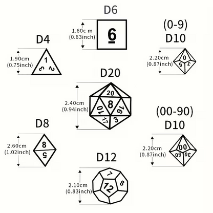 Set 7 Dados Poliédricos de Rol Números Romanos RPG Perlados