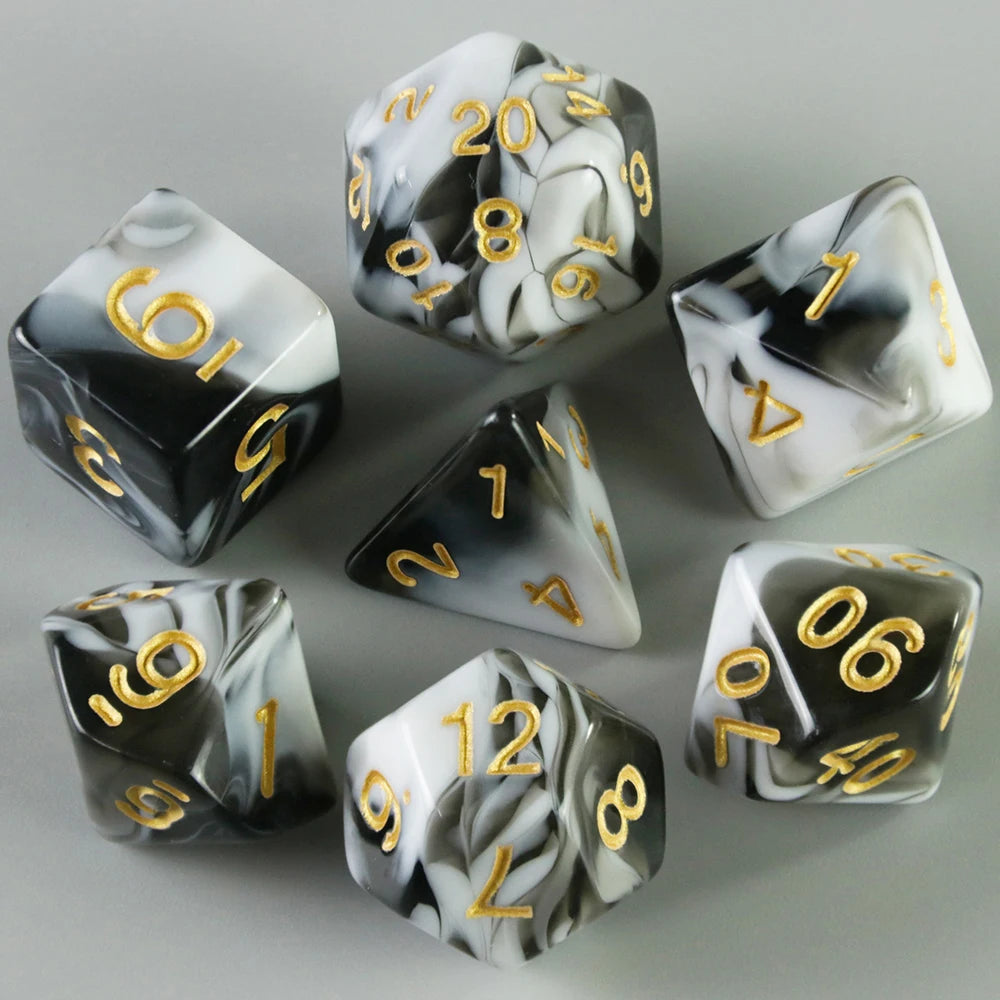 Set 7 Dados Poliédricos RPG Bicolor Perlados